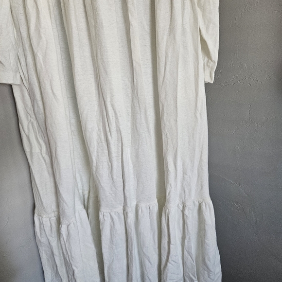 Free People Beach Women's Large White Long Sleeve Midi Dress V-neck Collared - Picture 10 of 12